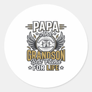 Papa And Grandson Best Friend For Life Shirt Desig Classic Round Sticker