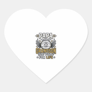 Papa And Grandson Best Friend For Life Shirt Desig Heart Sticker