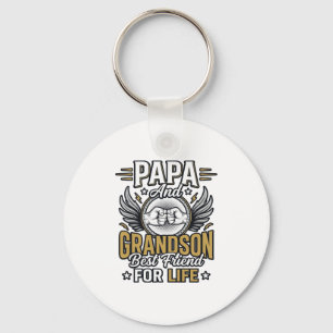 Papa And Grandson Best Friend For Life Shirt Desig Keychain