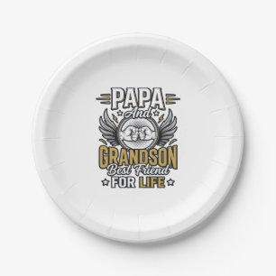 Papa And Grandson Best Friend For Life Shirt Desig Paper Plate