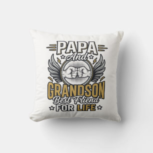 Papa And Grandson Best Friend For Life Shirt Desig Throw Pillow
