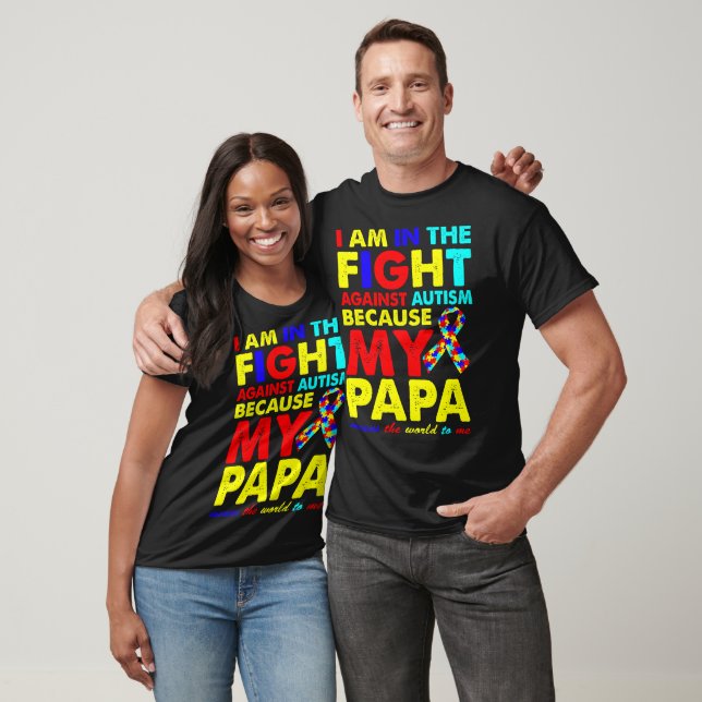 Papa Autism Awareness Puzzle Gift T-Shirt (Unisex)