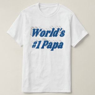 Papa avec texte bleu mer T-shirt