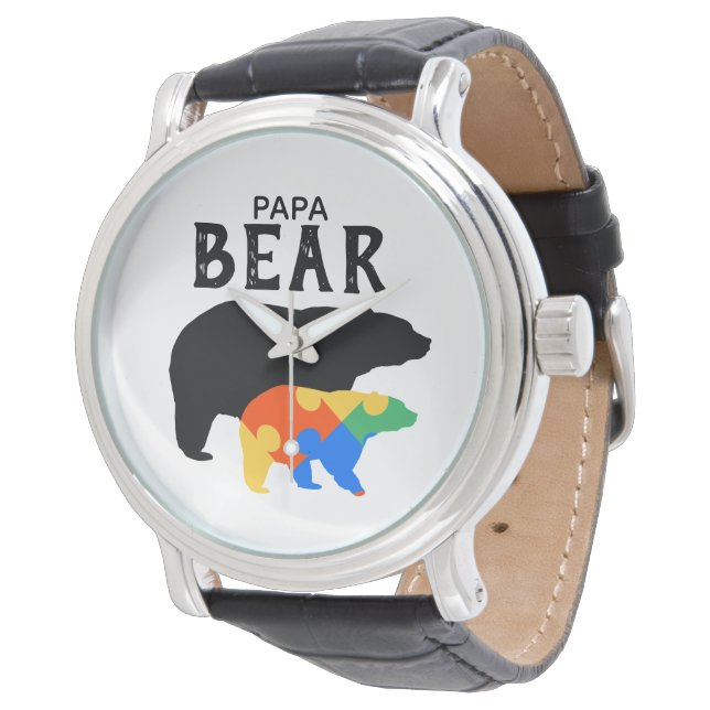 Papa Baby Bear Autism Awareness Watch (Angled)