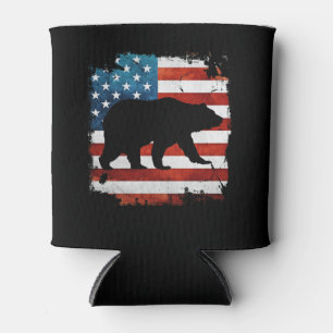 Papa Bear 4th July with American Flag Independence Can Cooler