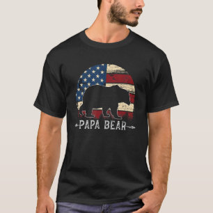 Papa Bear American Flag 4th Of July Father's Day T-Shirt