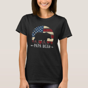 Papa Bear American Flag 4th Of July Father's Day T-Shirt