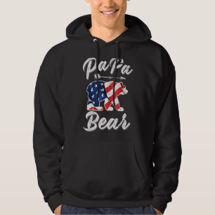 Papa Bear American Flag Father's Day Bear Dad Hoodie