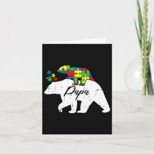 Papa Bear Autism Awareness Cute Puzzle Piece Dad F Card