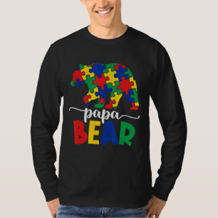 Papa Bear Autism Awareness Puzzle Piece Support Au T-Shirt