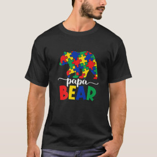 Papa Bear Autism Awareness Puzzle Piece Support Au T-Shirt