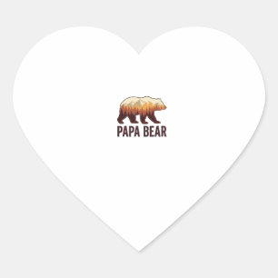 Papa Bear Bear Silhouette Vintage Forest T-Shirt_1 Heart Sticker