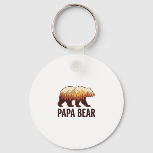 Papa Bear Bear Silhouette Vintage Forest T-Shirt_1 Keychain