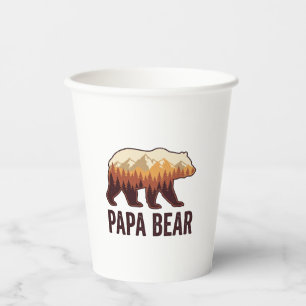 Papa Bear Bear Silhouette Vintage Forest T-Shirt_1 Paper Cups