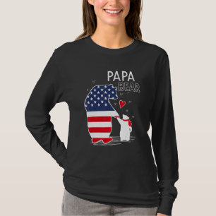 Papa Bear Christmas Pajama Patriotic American Flag T-Shirt