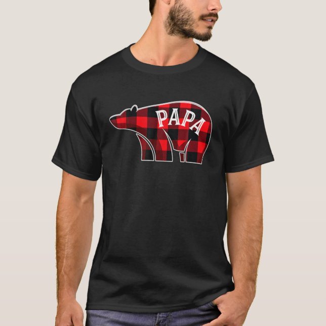 Papa Bear Christmas Plaid Family Matching Pajama D T-Shirt (Front)