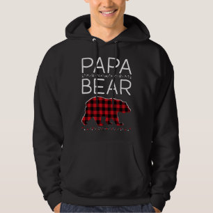 Papa Bear Christmas Pyjamas Matching Family Plaid Hoodie