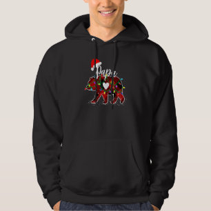 Papa Bear Christmas Red Buffalo Plaid With Santa H Hoodie