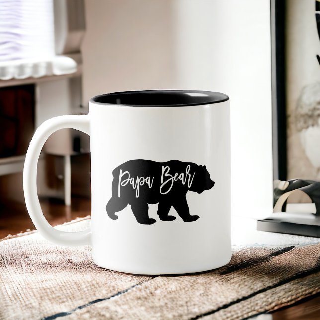 Papa Bear Cool Dad Two-Tone Coffee Mug (Father's Day gift idea!)