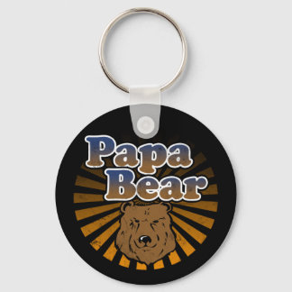 Papa Bear, Cool Fathers Day Vintage Look Keychain