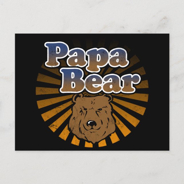Papa Bear, Cool Fathers Day Vintage Look Postcard (Front)