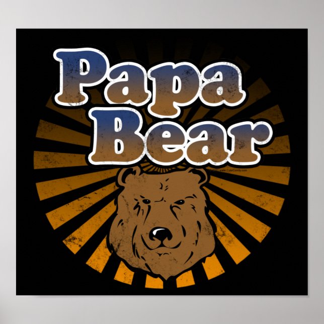 Papa Bear, Cool Fathers Day Vintage Look Poster (Front)