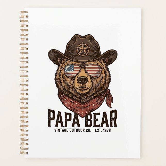 Papa Bear Cowboy Bear Patriotic Vintage Vector Des (Devant)