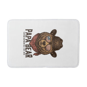 Papa Bear Cowboy Bear Patriotic Vintage Vector Des Bath Mat