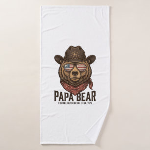 Papa Bear Cowboy Bear Patriotic Vintage Vector Des Bath Towel