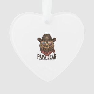 Papa Bear Cowboy Bear Patriotic Vintage Vector Des Ornament