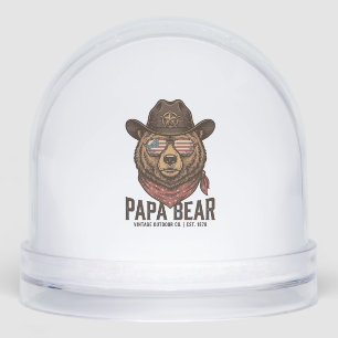 Papa Bear Cowboy Bear Patriotic Vintage Vector Des Snowglobe