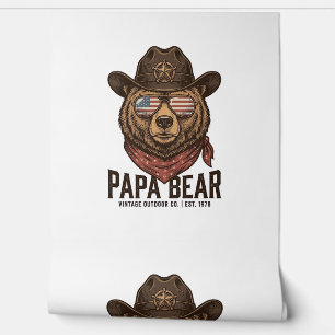 Papa Bear Cowboy Bear Patriotic Vintage Vector Des Wallpaper