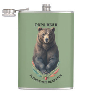 Papa Bear Custom Stainless Steel Hip Flask