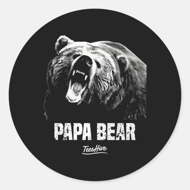 Papa Bear Dad Classic Round Sticker (Front)