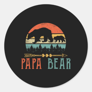 Papa Bear Daddy Funny Mens Fathers Day Gift-idea Classic Round Sticker
