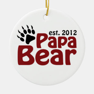 Papa Bear Est 2012 Ceramic Ornament