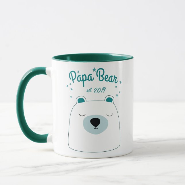 Papa Bear est Custom Mug New Dad Gift Green (Left)