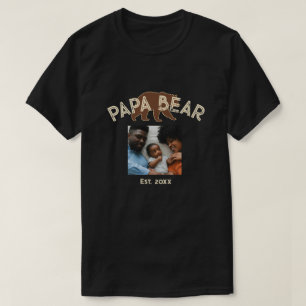 Papa Bear Father Year Established Photo Black T-Shirt