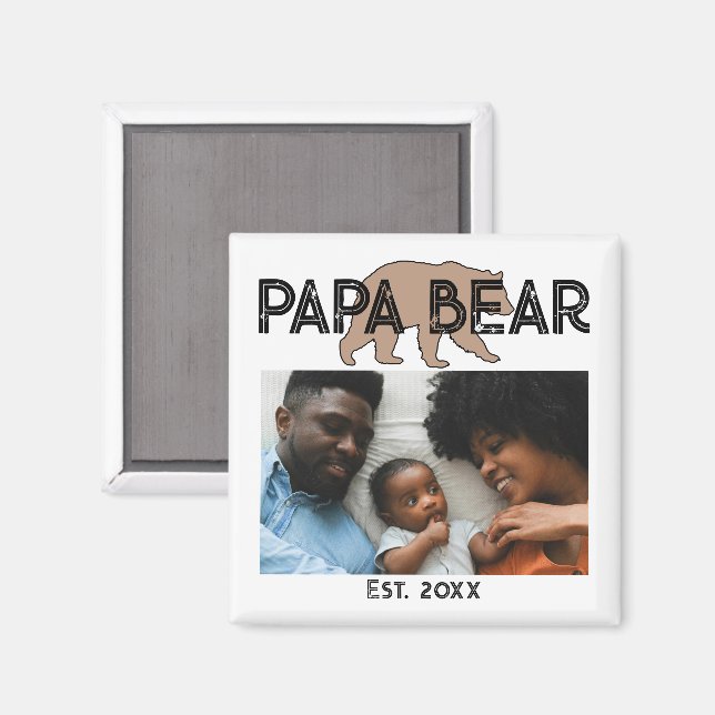 Papa Bear Father Year Established Photo Magnet (Front/Back)