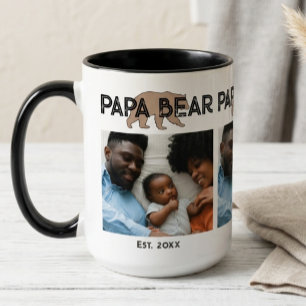 Papa Bear Father Year Established Photo Two-Tone Coffee Mug