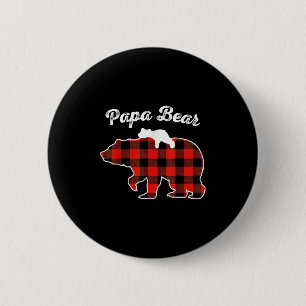 Papa Bear Flannel Red Plaid Pajama Family Matching 2 Inch Round Button