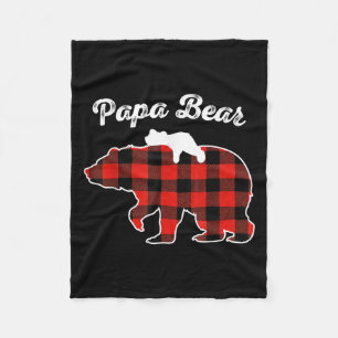 Papa Bear Flannel Red Plaid Pajama Family Matching Fleece Blanket