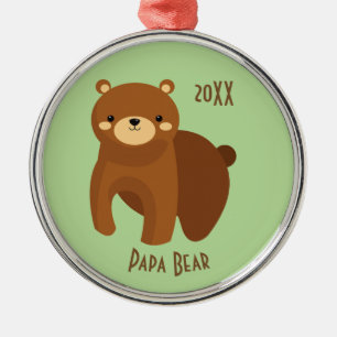 Papa Bear Fostering Love Merry Christmas Dated Metal Ornament