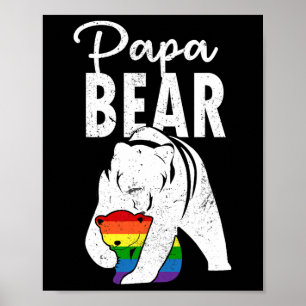 Papa Bear Gay Pride Rainbow Flag Lgbt Dad Camping Poster