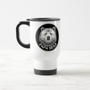 Papa Bear, Hand Drawn Illustration Travel Mug