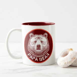 Papa Bear, Hand Drawn Illustration Two-Tone Coffee Mug