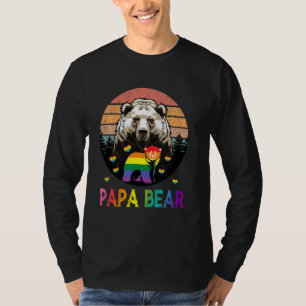 Papa Bear Lgbt Pride Gay Rainbow Vintage Fathers D T-Shirt