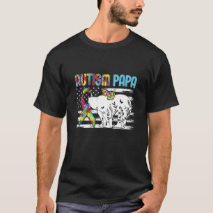 Papa Bear Matching Family Autism Awareness Us Fla T-Shirt