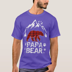 PAPA BEAR Men Red Plaid Christmas Pajama Family D T-Shirt