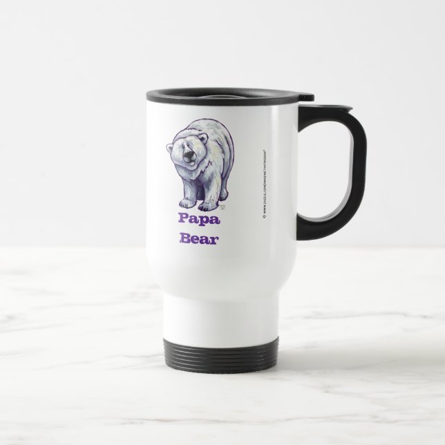 Papa Bear Polar Bear Travel Mug (Right)